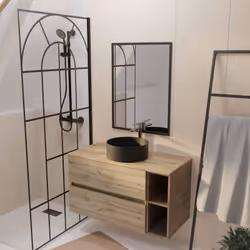 TIMBER 100, rangement et élégance naturelle. Apportez une touche naturelle et élégante à votre salle de bains avec ce meuble  ...