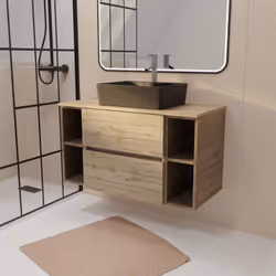 TIMBER 100, rangement et élégance naturelle. Apportez une touche naturelle et élégante à votre salle de bains avec ce meuble ...