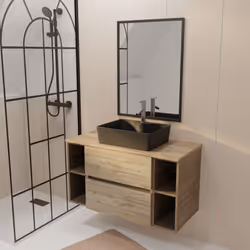 TIMBER 100, rangement et élégance naturelle. Apportez une touche naturelle et élégante à votre salle de bains avec ce meuble ...