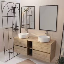 TIMBER 140, rangement et élégance naturelle Apportez une touche naturelle et élégante à votre salle de bains avec ce meuble e ...