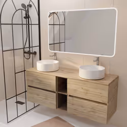 TIMBER 140, rangement et élégance naturelle Apportez une touche naturelle et élégante à votre salle de bains avec ce meuble e ...