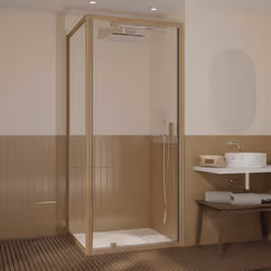 WOOD CRUSH, la porte de douche pivotante et son retour avec un encadrement effet bois ! La tendance scandinave, chaleureuse e ...