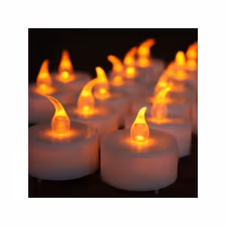 Description générale Lot de 24 bougies à Led de type chauffe-plat de couleur jaune flamme. Ces bougies reproduisent un effet  ...