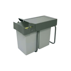 Gollinucci - Poubelle de cuisine coulissante - 2 bacs - 28 l - Nombre de seaux : 2 - Décor : Gris - Contenance : 28 l - Pour caisson de largeur : 300