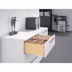 Kit comprenant : 3 tiroirs dossier suspendu 3 paires de coulisses 3 equerres de façade 3 amortisseurs 3 ou 6 traverses pour d ...