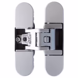 Charnière invisible sur 5 pivots d'axe de rotations. Pour porte d'intérieur réglable en 3 dimensions. A entailler. Réversible ...