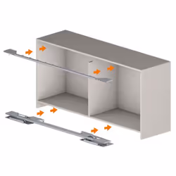 Kit de rails seul pour ferrure Slider S10 Kit de ferrure à commander séparément. Photo non contractuelle Pour caisson de larg ...