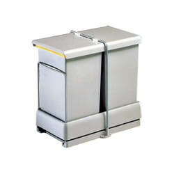 Gollinucci - Poubelle coulissante - 2 bacs - 28 l - hauteur 420 mm - Nombre de seaux : 2 - Décor : Gris - Contenance : 28 l - Pour caisson de largeur