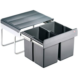 Poubelle coulissante - 2 bacs - 30 l - Amortisseur : Sans - Contenance : 30 L - Décor : Gris - Hauteur : 345 mm - Largeur : 455 mm - Matériau : Métal