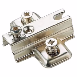 Avec vis et tourillons diamètre 5 mm et longueur 7.5 mm. Perçage à 37 du bord. Pour charnière Basic. Décor : Nickelé Fixation ...