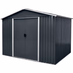 Description générale Abri de jardin en acier galvanisé, idéal pour le stockage d'outils et de matériel de jardinage. Sa conce ...