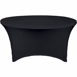 Housse de table ronde noire 150cm - Élégance et praticité Dimensions optimales Cette housse de table ronde mesure Ø150 cm ave ...