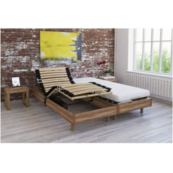 Ensemble relaxation matelas + sommiers electriques decor chene 2x80x200 - Mousse - 14 cm - Ferme - talca