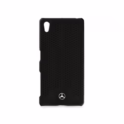 Coque Sony Xpera Z5 Mercedes Cuir perforé véritable Noir - Collection Pure Line