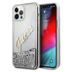 Guess - GUHCP12LGLVSSI - Coque de Protection Rigide pour iPhone 12 Pro Max 67 Motif Paillettes Vintage Argente