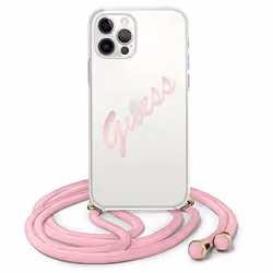 GUESS GUHCP12MCRTVSPI, Housse, Apple, iPhone 12 / iPhone 12 Pro, 15,5 cm (6.1"), Rose, Transparent