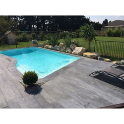 Habitat Et Jardin Lot De 40 Margelles Droites 60 X 33 Cm + 4 Margelles Angle De Piscine 45 X 45 Cm - Aspect Bois - Ton Gris