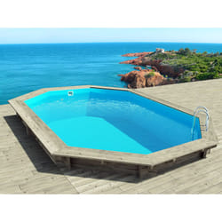 Habitat Et Jardin - Piscine bois ' Cancun ' - 6.53 x 4.41 x 1.45 m