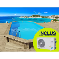 Habitat Et Jardin Piscine Bois " Ibiza 130 " - 8.57 X 4.57 X 1.31 M + Pompe à Chaleur 6.1 Kw