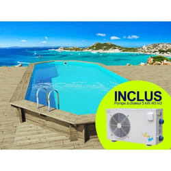 Habitat Et Jardin Piscine Bois " Ibiza 130 " - 8.57 X 4.57 X 1.31 M + Pompe à Chaleur 6.1 Kw