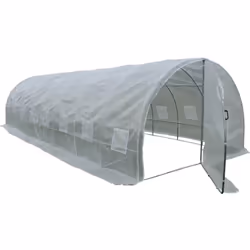 Serre tunnel de jardin "Mimosa" - Dimensions : 8 x 3 x 2 m - 24 m² - Porte battante - Tube en acier galvanisé - Film blanc en ...