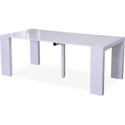 Table repas extensible 'Dina' - 200/40 x 94 x 75 cm - Blanc laqué