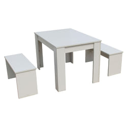 Habitat Et Jardin Table Avec 2 Bancs "tino" - 110 X 74 X 70 Cm - Blanc