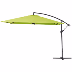 Parasol jardin déporté "Ilios 3" - Carré - 3 x 3 m - Aluminium - Toile polyester 160 gr/m2 - Vert - Pied en croix (Dalle non  ...