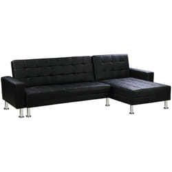Canapé d'angle convertible et réversible 'Theo' - 258 x 82/147 x 82 cm - 4 places - Noir