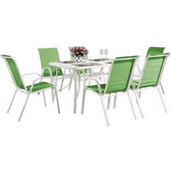 : Salon repas de jardin, structure en acier et assise en textilène - Idéal pour recevoir vos proches et vos amis autour d'un ...