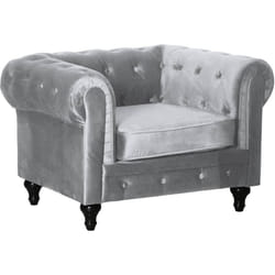 Habitat Et Jardin Fauteuil Chesterfield Velours "aliza" - 111 X 82 X 70 Cm - Gris