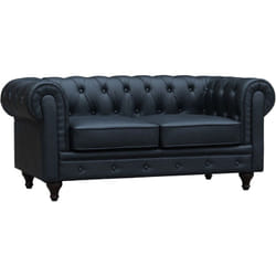 Canapé fixe Chesterfield 'Aliza' - 157 x 82 x 70 cm - 2 places - Noir