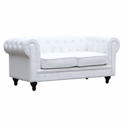 Habitat Et Jardin Canapé Fixe Chesterfield "aliza" - 157 X 82 X 70 Cm - 2 Places - Blanc