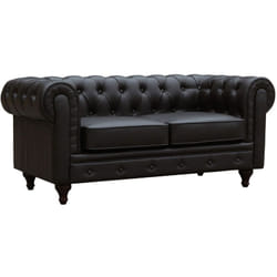 Canapé fixe Chesterfield "Aliza" - 157 x 82 x 70 cm - 2 places - Marron