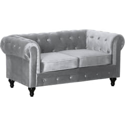 Habitat Et Jardin Canapé Fixe Chesterfield Velours "aliza" - 157 X 82 X 70 Cm - 2 Places - Gris