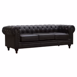 Habitat Et Jardin Canapé Fixe Chesterfield "aliza" - 204 X 80 X 58 Cm - 3 Places - Marron