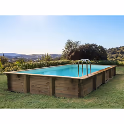 Piscine bois du Nord en pin traité autoclave classe IV, FSC, rectangle - Filtration 8.3m3/h - Liner 75/100e - Feutre de fond  ...