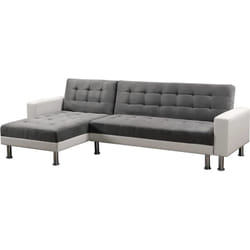 Canapé d'angle convertible et réversible 'Theo' - 258 x 82/147 x 82 cm - 4 places - Blanc / Gris