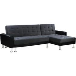 Canapé d'angle convertible et réversible 'Theo' - 4 places - Noir / Gris