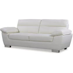 Canapé fixe en cuir reconstitué et pvc 'Dallas' - 210 x 88 x 90 cm - 3 places - Blanc