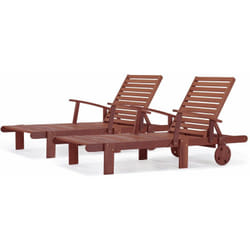Habitat Et Jardin - Lot de 2 bains de soleil pliant en bois exotique 'Tokyo' - Mahogany - Marron acajou