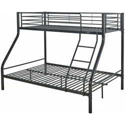 Lit superposé en métal 'Leo' Sommiers inclus - 90/140 x 190 cm - Noir