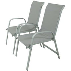 Habitat Et Jardin - Fauteuil jardin Alu/Textilène 'Porto' - Phoenix - Gris clair - Lot de 2