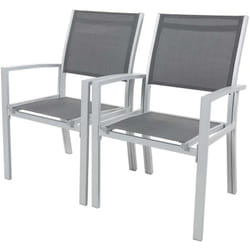 Fauteuil jardin Alu/Textilène 'Tropic' - Phoenix - Gris foncé - Lot de 2