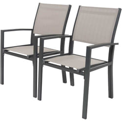 Habitat Et Jardin - Fauteuil jardin Alu/Textilène 'Tropic' - Phoenix - Taupe - Lot de 2