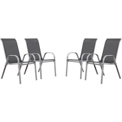Fauteuil jardin Textilène Cordoba - Phoenix - Gris foncé/Argenté - Lot de 4