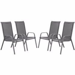 Habitat Et Jardin Fauteuil Jardin Textilène "cordoba" - Phoenix - Gris Foncé/argenté - Lot De 4