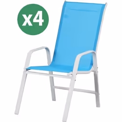 Habitat Et Jardin Fauteuil Jardin Textilène "cordoba" - Phoenix - Bleu - Lot De 4