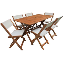 Habitat Et Jardin - Salon de jardin repas 'Séoul' - 1 Table + 6 chaises - Maple - Beige