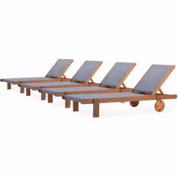 Lot de 4 bains de soleil en bois et textilène > Un air d'exotisme Aménagez-vous un jardin authentique avec ce lot de 4 transa ...